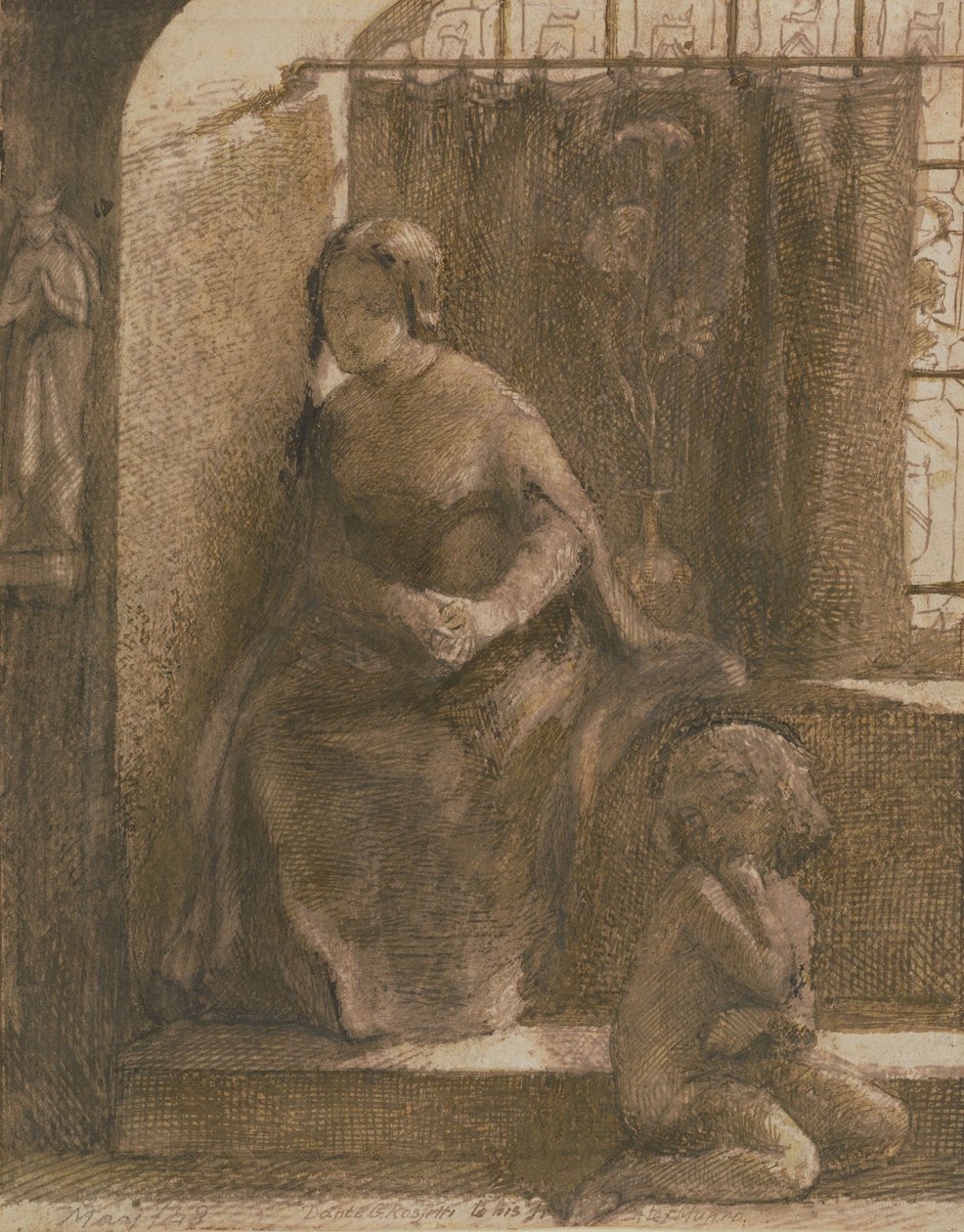 A nap süthet A Hidegek legyünk, 1848 (toll és barna tinta papíron) alkotó: Dante Gabriel Charles Rossetti