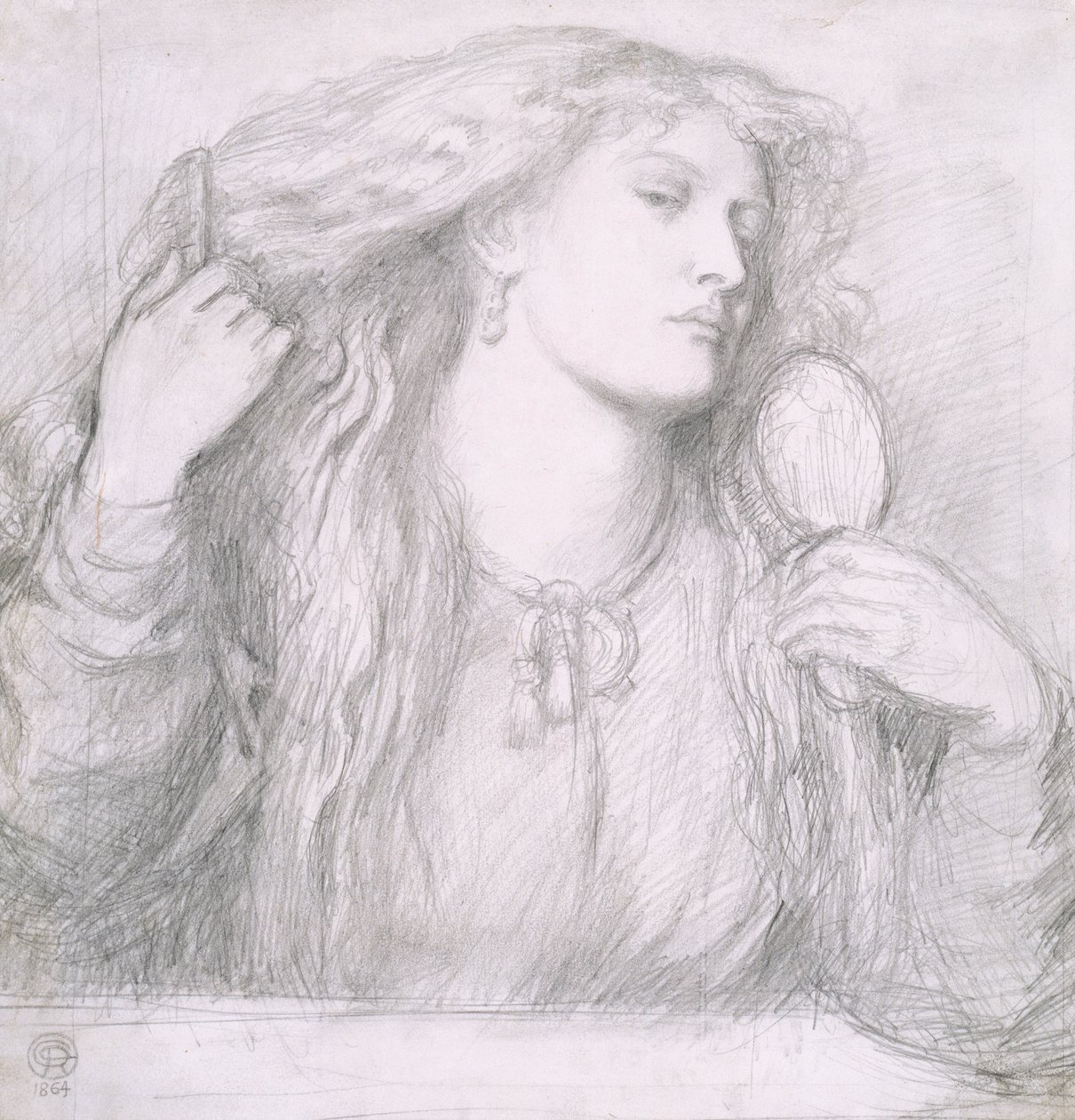 Haját fésülködő nő, Fanny Cornforth alkotó: Dante Gabriel Charles Rossetti