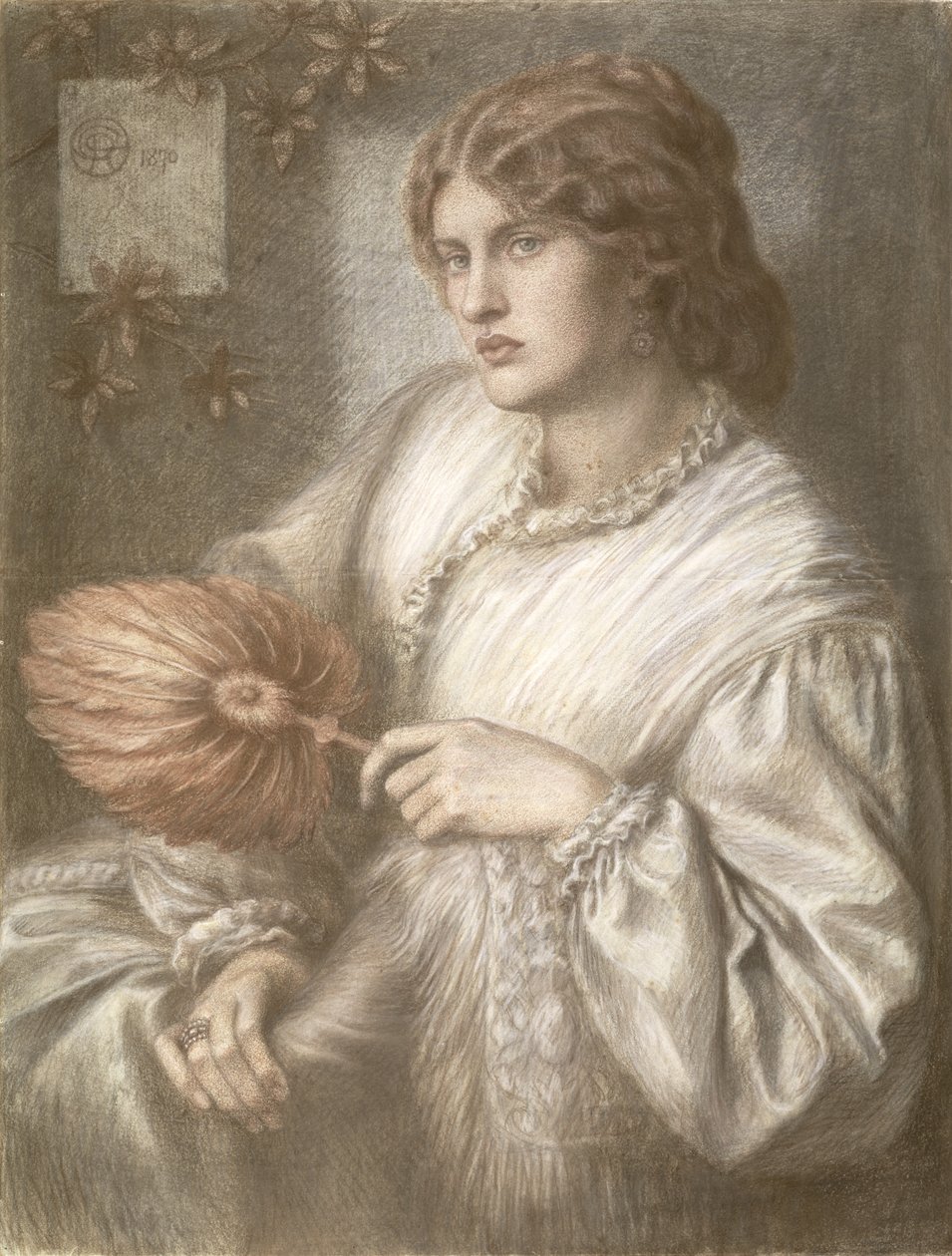 Nő legyezővel, 1870 alkotó: Dante Gabriel Charles Rossetti