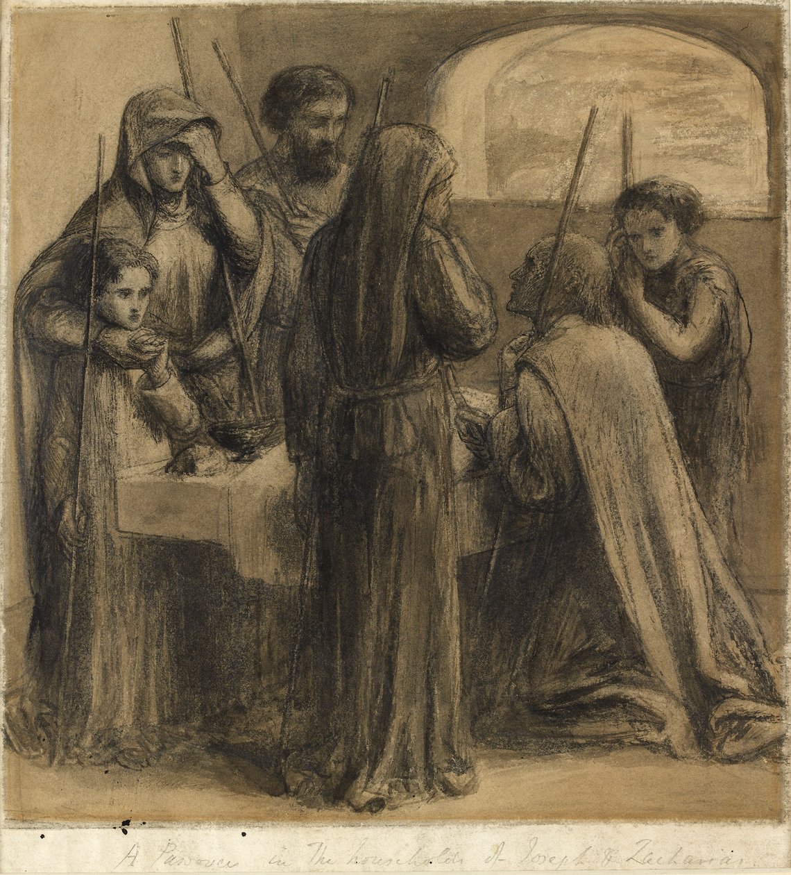 Pészach József és Zakariás házában, 1850 körül alkotó: Dante Gabriel Rossetti