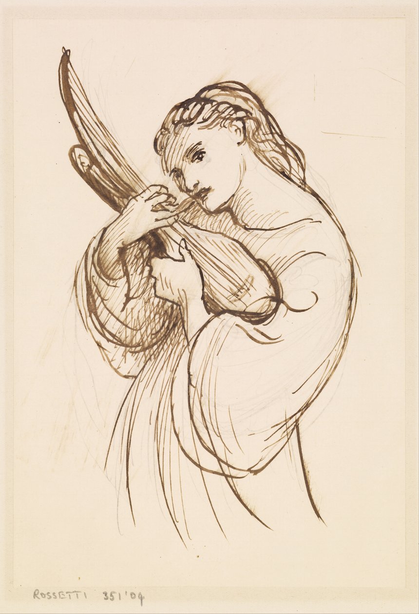 Lány hangszerrel alkotó: Dante Gabriel Rossetti