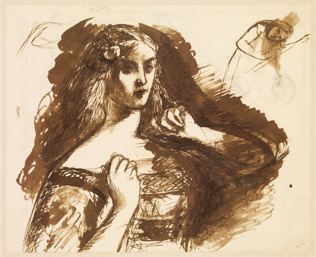 Félhosszú vázlat egy fiatal nőről alkotó: Dante Gabriel Rossetti
