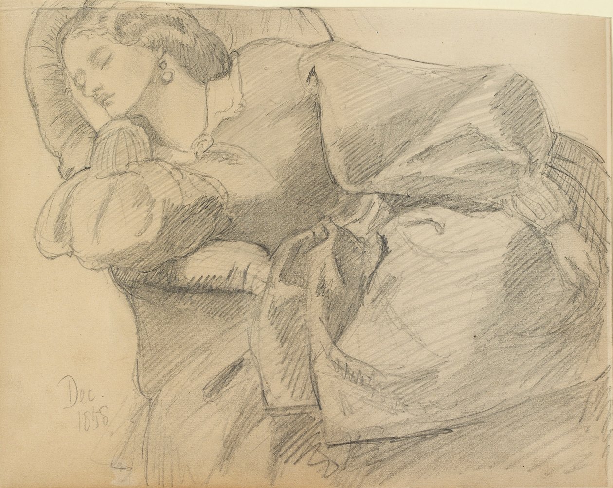 Ruth Herbert alszik, 1858 alkotó: Dante Gabriel Rossetti