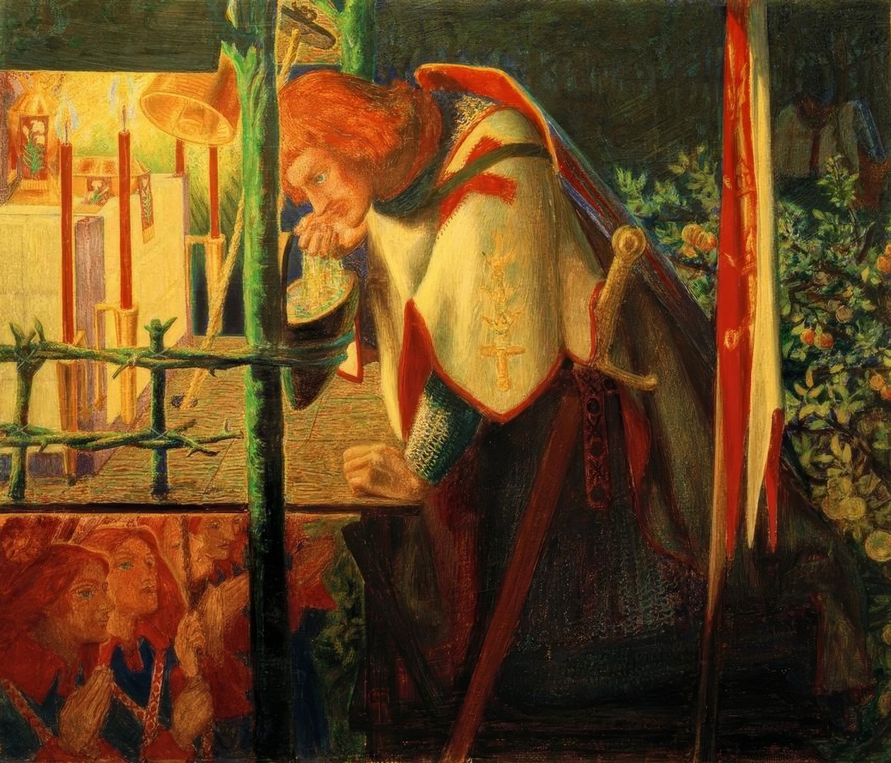 Sir Galahad a romkápolnánál alkotó: Dante Gabriel Charles Rossetti