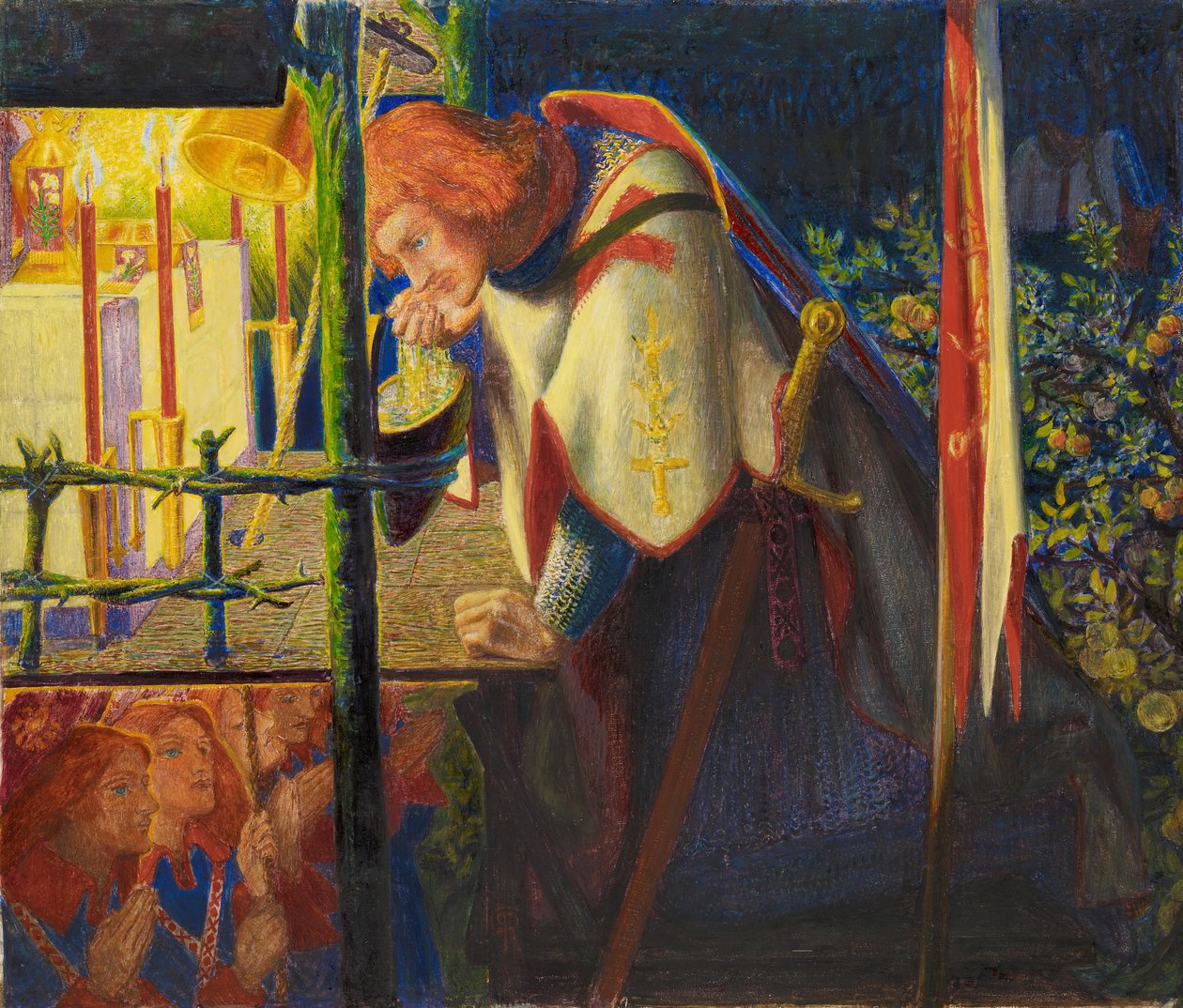 Sir Galahad a romkápolnánál, 1857-1859. alkotó: Dante Gabriel Rossetti