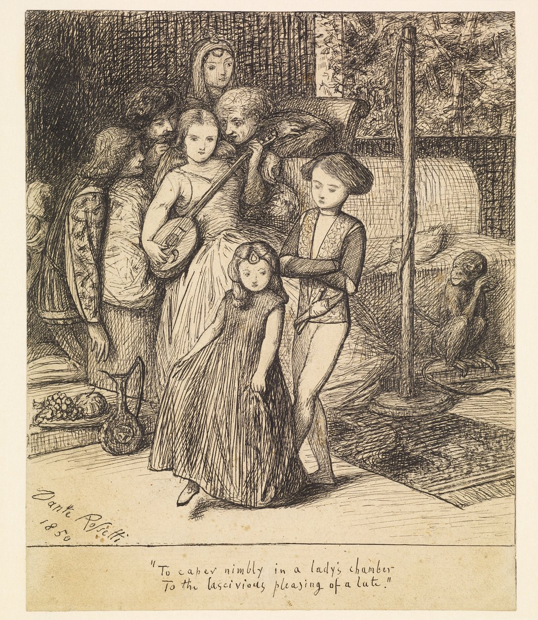 Fürgén táncolni egy hölgy szobájában egy lant érzéki gyönyörére alkotó: Dante Gabriel Rossetti