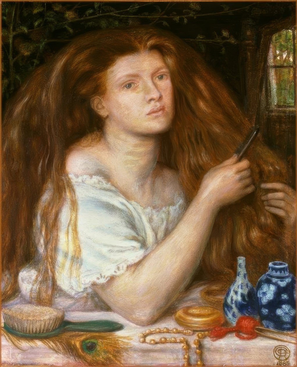 Haját fésülködő nő alkotó: Dante Gabriel Charles Rossetti