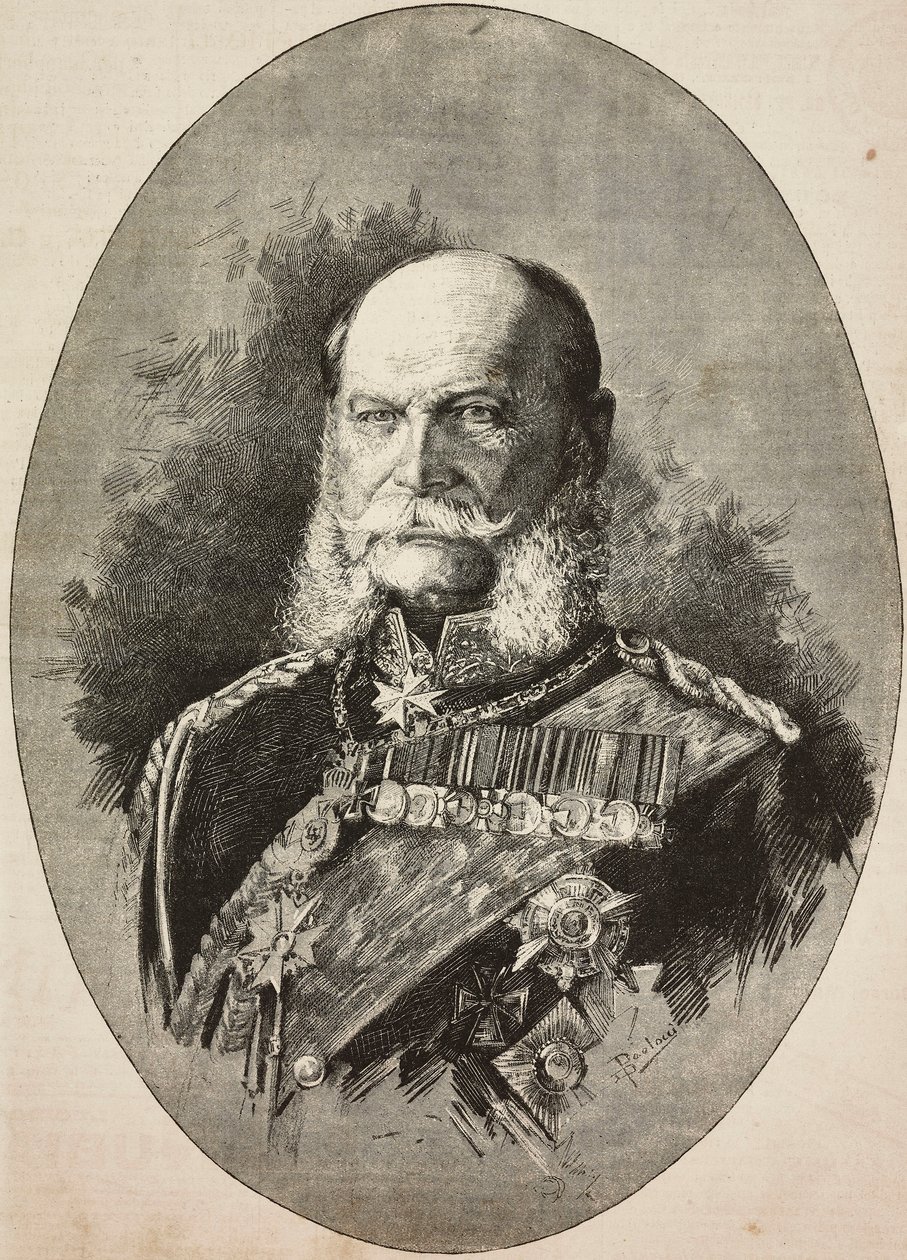 Emperor William I of Germany (1797-1888) in 1887, engraving from drawing by Dante Paolocci, from L
