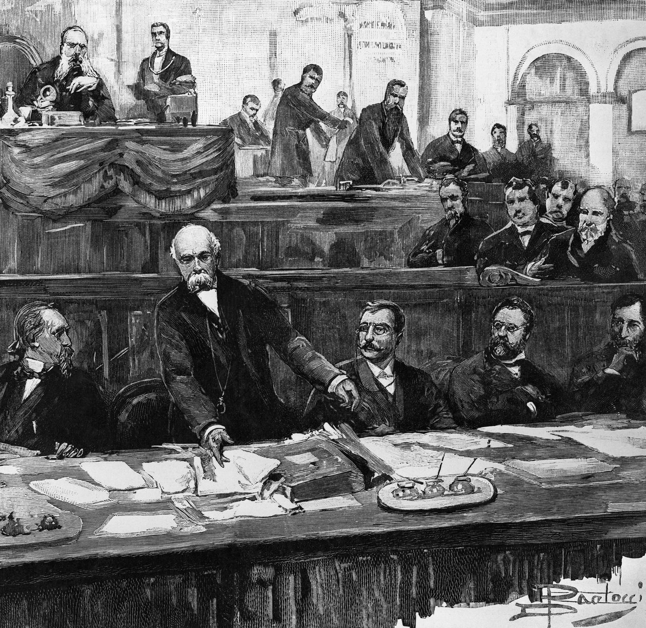 Francesco Crispi beszéde a parlamentben, amely első kormányának bukását jelentette, január 31-én alkotó: Dante Paolocci