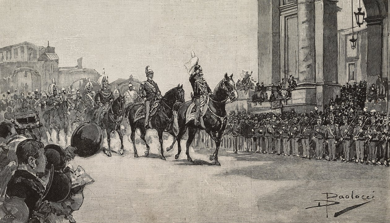 Katonai felvonulás Makaóban I. Umberto király születésnapjára, március 14-én alkotó: Dante Paolocci