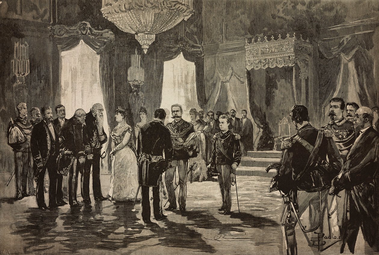 Prince of Naples, Alfonso Maria Giuseppe Alberto of Bourbon-Two Sicilies in sub-lieutenant uniform, at New Year