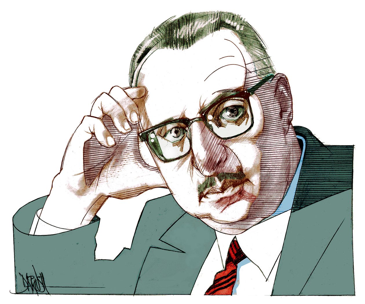 Giorgio Manganelli, 2021 (digitális színes ceruzarajz) alkotó: Dariush Radpour