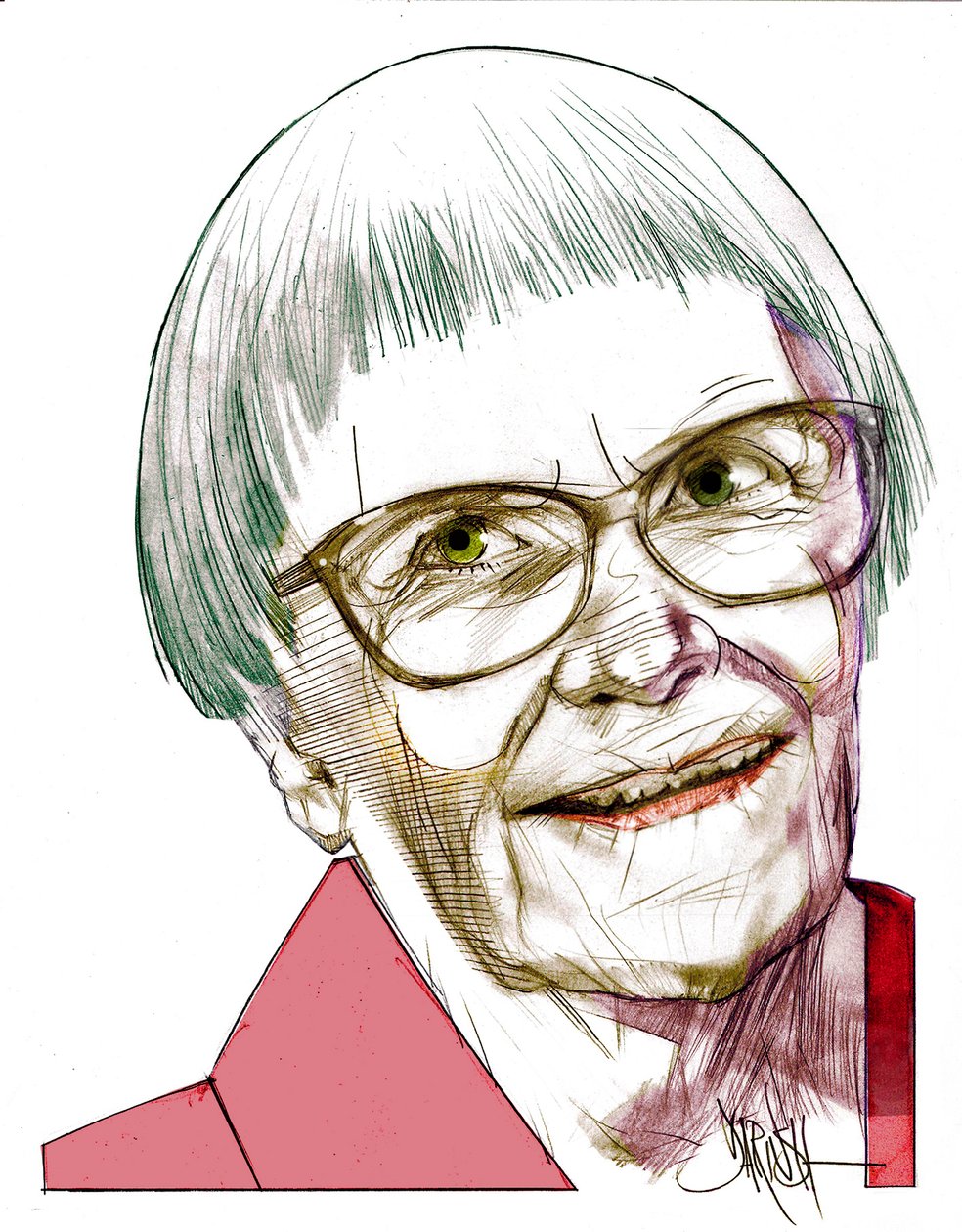Harper Lee, 2022 (digitális színes ceruzarajz) alkotó: Dariush Radpour
