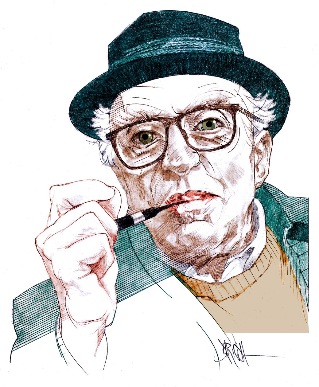 Luigi Malerba, 2020 (digitális színes ceruzarajz) alkotó: Dariush Radpour