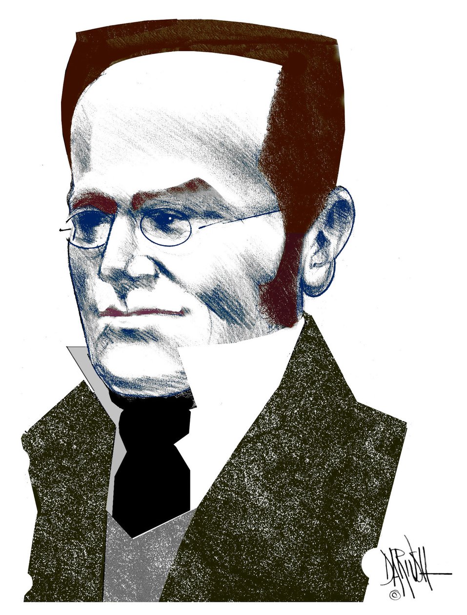 Max Stirner , 2016 (digitális színes ceruzarajz) alkotó: Dariush Radpour