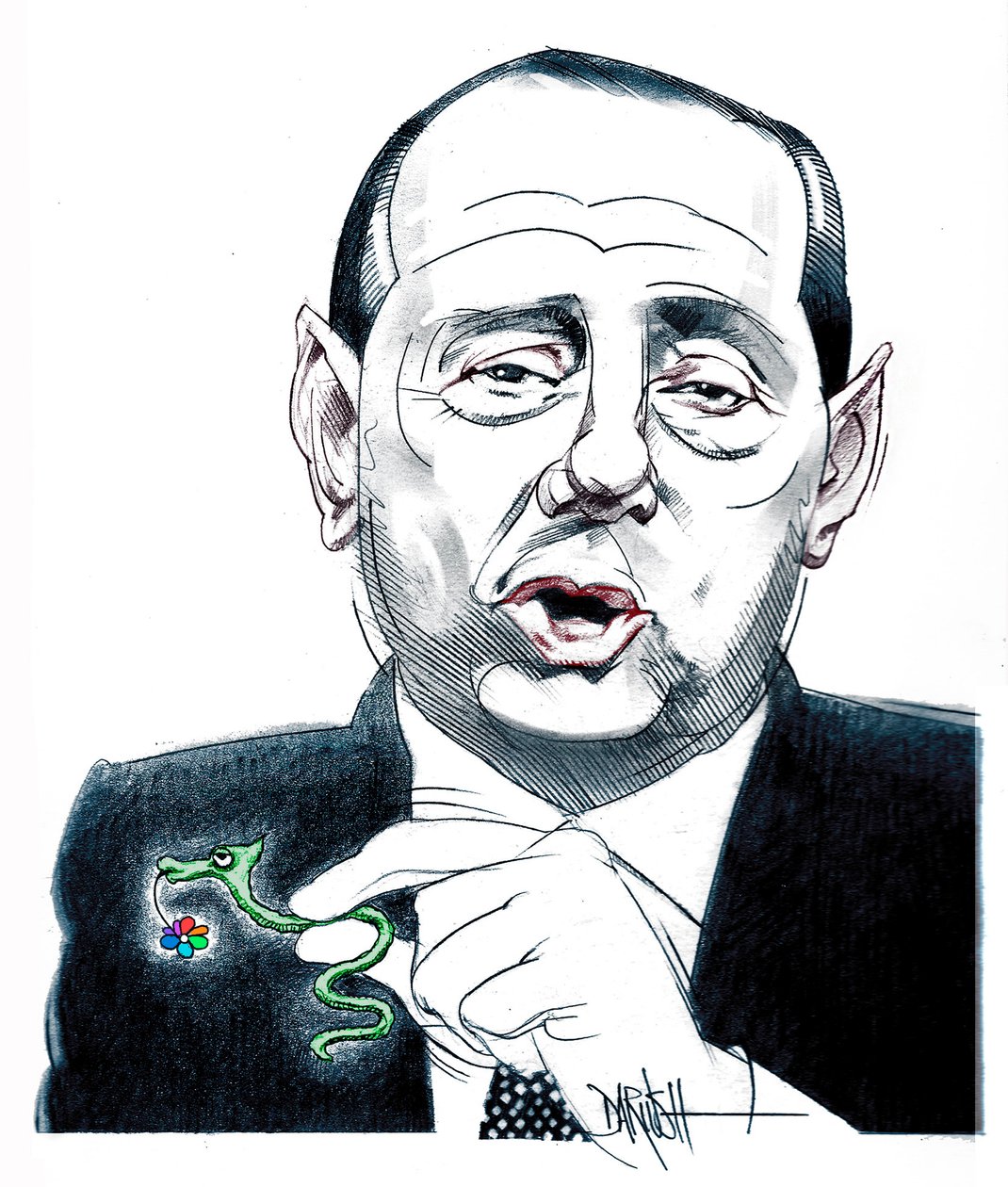 Silvio Berlusconi, 2024 (digitális színes ceruzarajz) alkotó: Dariush Radpour