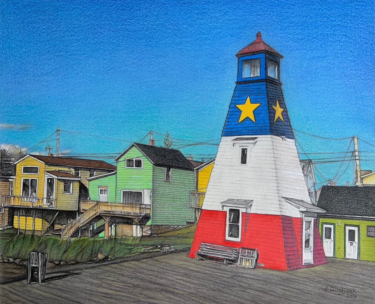 Lighthouse Pier, 2018 (ceruza, papír) alkotó: Darrell Windjack