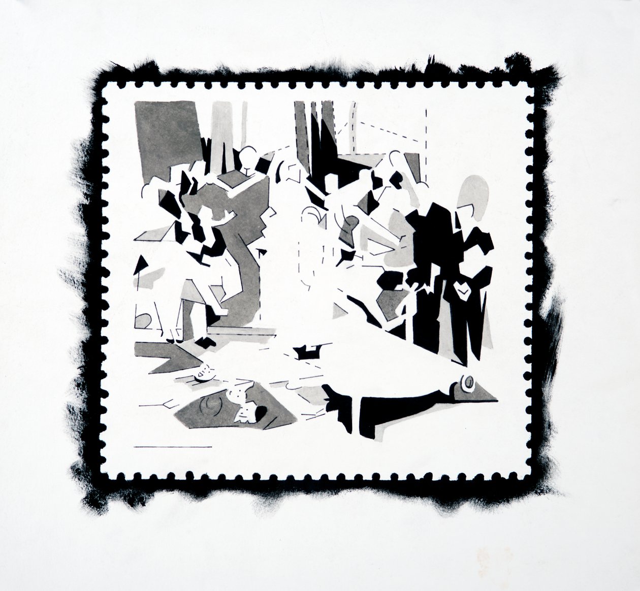Pán ünnepe (bélyegtanulmány), 2019 (tinta, papír) alkotó: Darren Coffield
