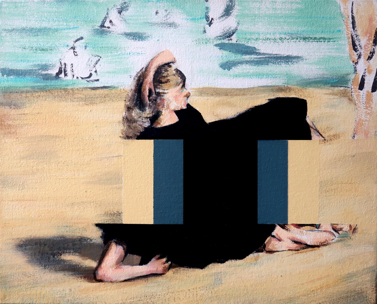 A tengerparton (Manet után), 2019 (akril, vászon) alkotó: Darren Coffield