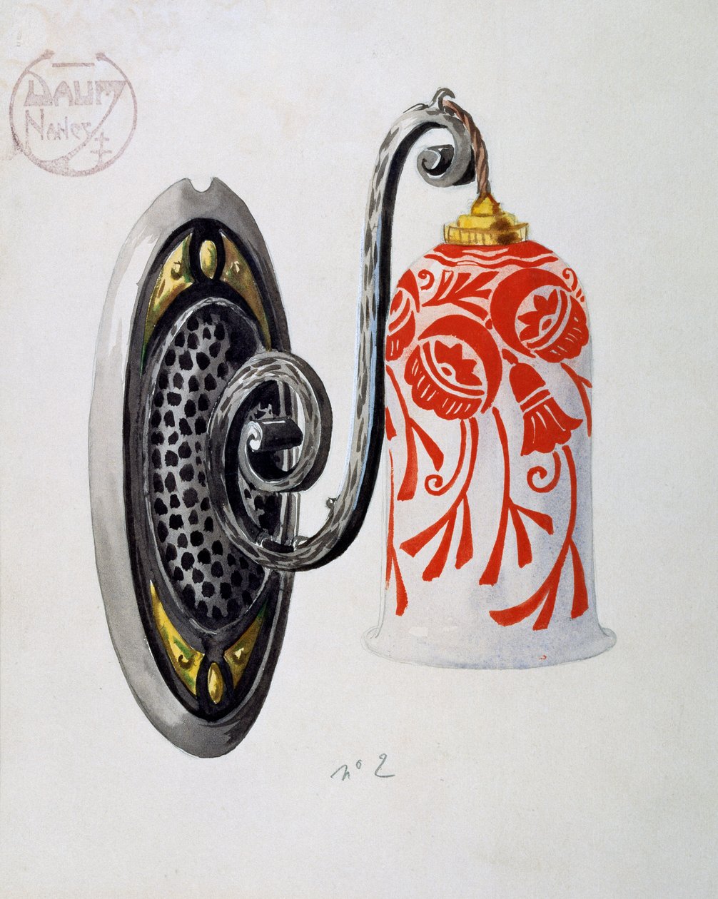 2. számú szecessziós fali lámpa modellje a Daum Brothers Nancy-i gyártásából, gouache, Franciaország, XX. század alkotó: Daum Freres
