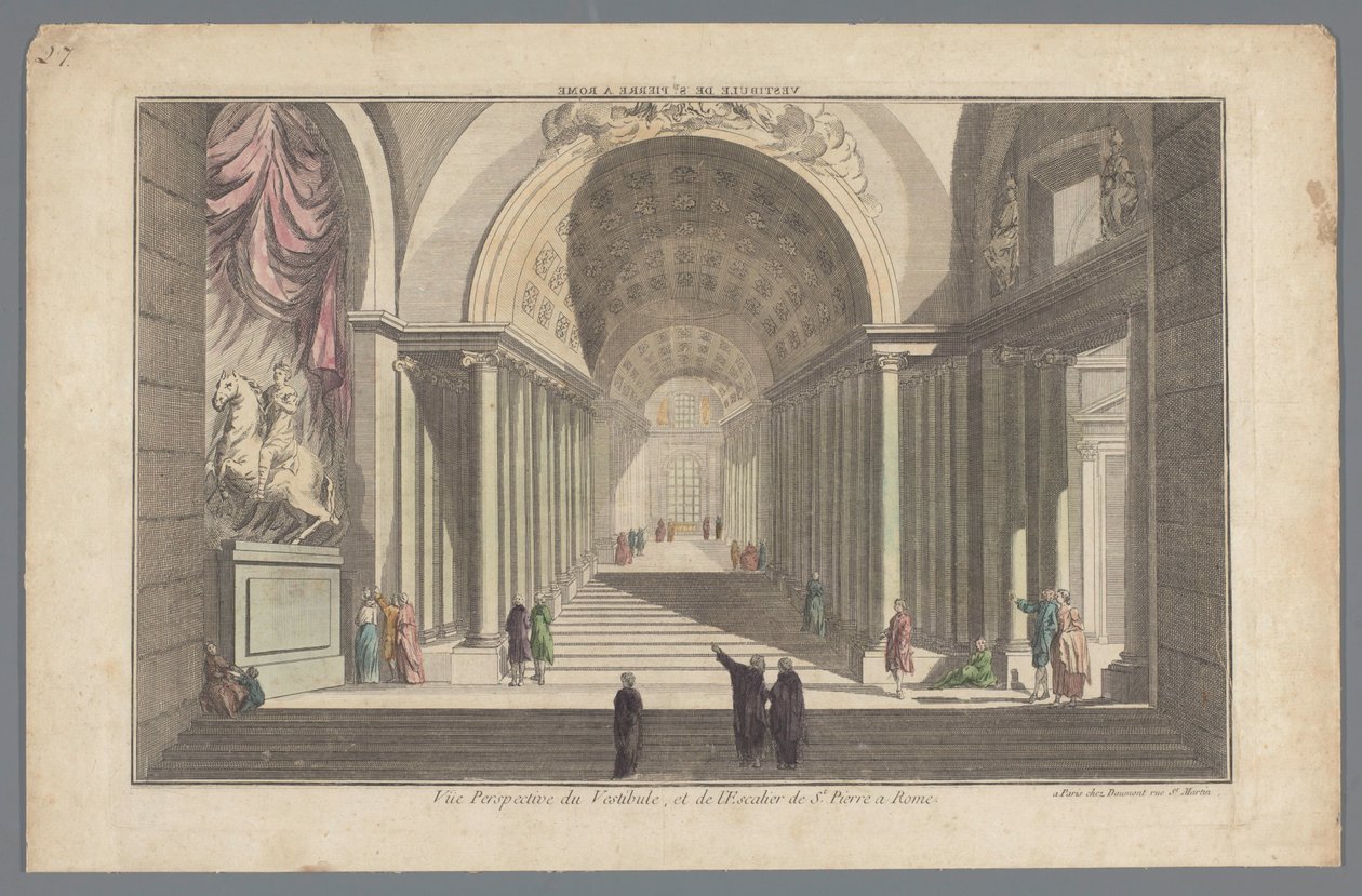 Kilátás a római Szent Péter-templom előcsarnokára és lépcsőházára Vestibule de St. Pierre a Rome / Vue Perspective du Vestibule, et de l