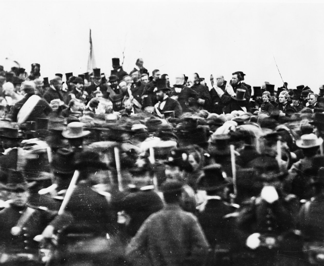 Abraham Lincoln a gettysburgi címen, 1863 bw fotórészlet a 498479-ről alkotó: David Bachrach