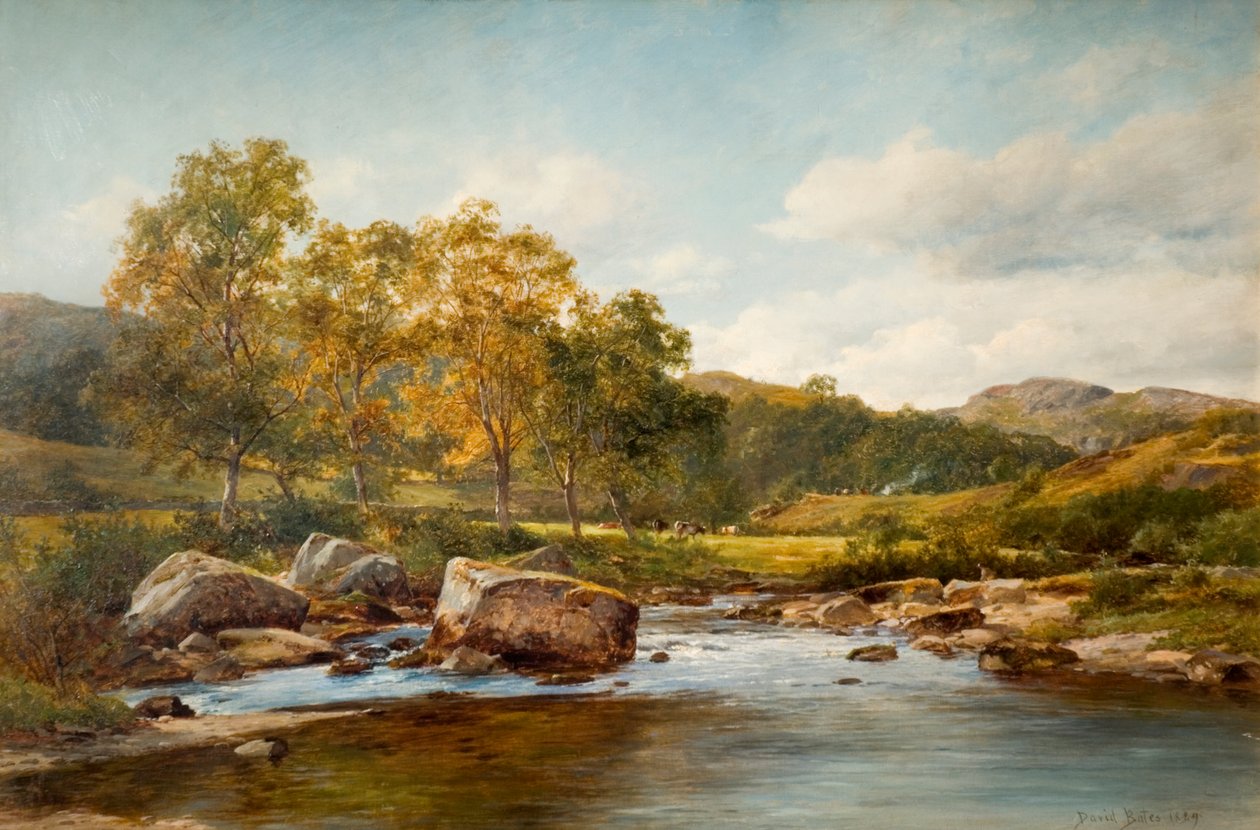 Lépcsőkövek a Llugwy folyón, 1889 alkotó: David Bates