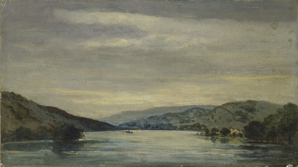 Coniston Water, 1838 (olaj, malomdeszkára, rajzként rögzítve) alkotó: David Charles Read