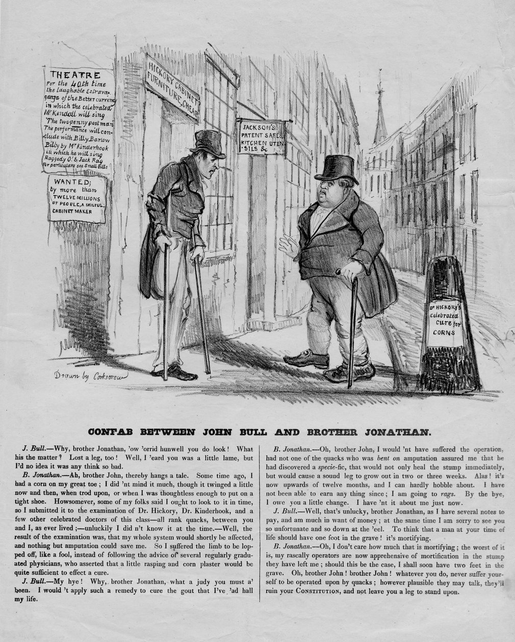 Confab John Bull és Jonathan testvér között, 1836 körül alkotó: David Claypoole Johnston