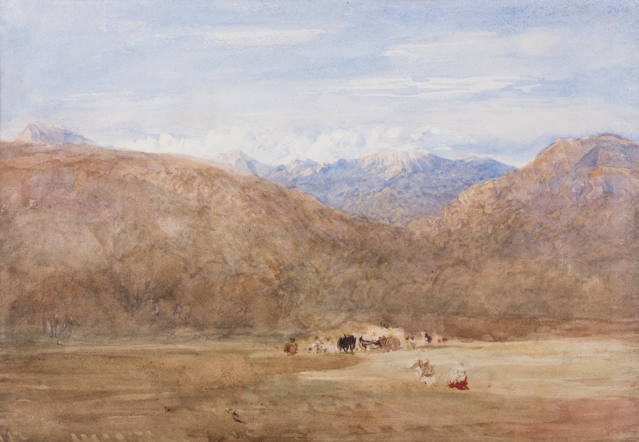 Cader Idris és Mynydd Moel a Mawwdach réten, Dolgellan közelében, 1840 körül (ceruza és WC papíron) alkotó: David Cox