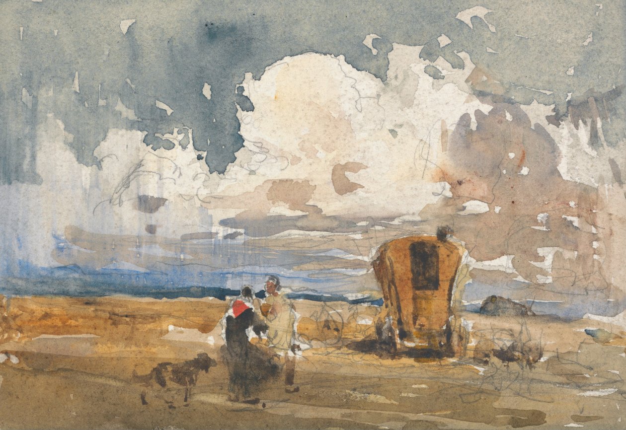 Táj cigányokkal és vagonokkal alkotó: David Cox