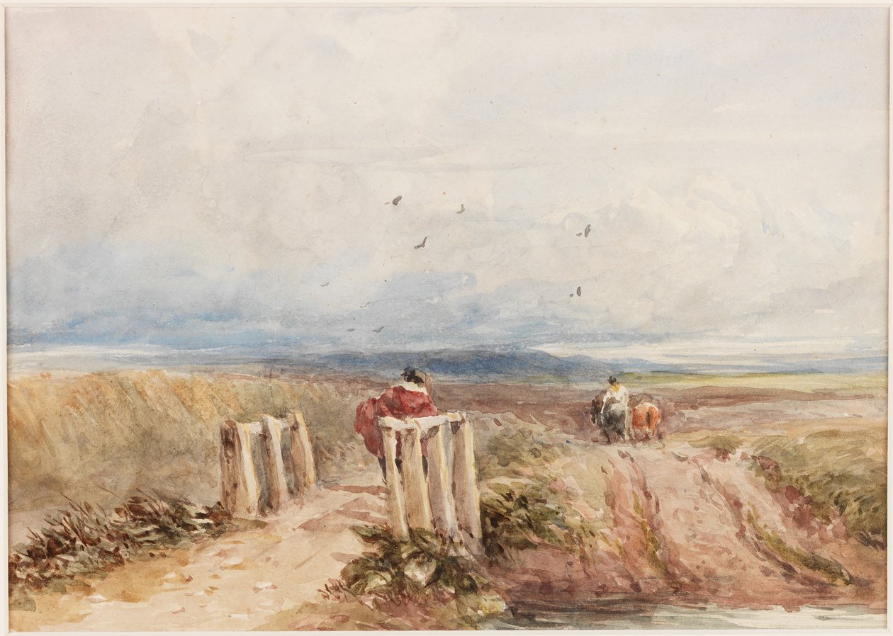 Moorland figurákkal (ceruza és akvarell papíron (táblára ragasztva)) alkotó: David Cox