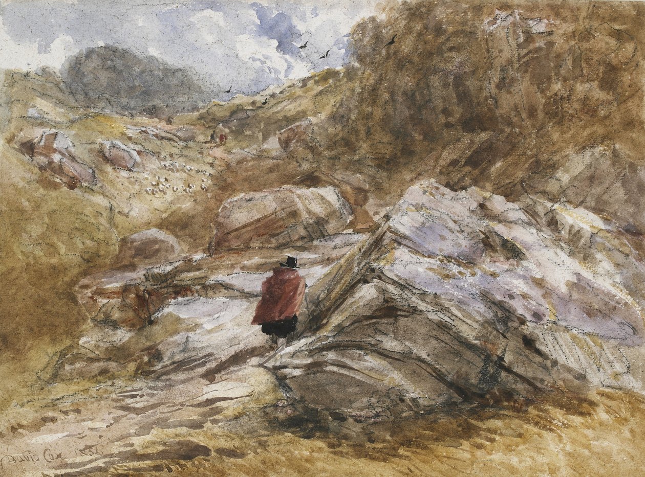 Hegyi hágó Bettws-y-Coednél, 1851 (akvarell fekete krétával) alkotó: David Cox