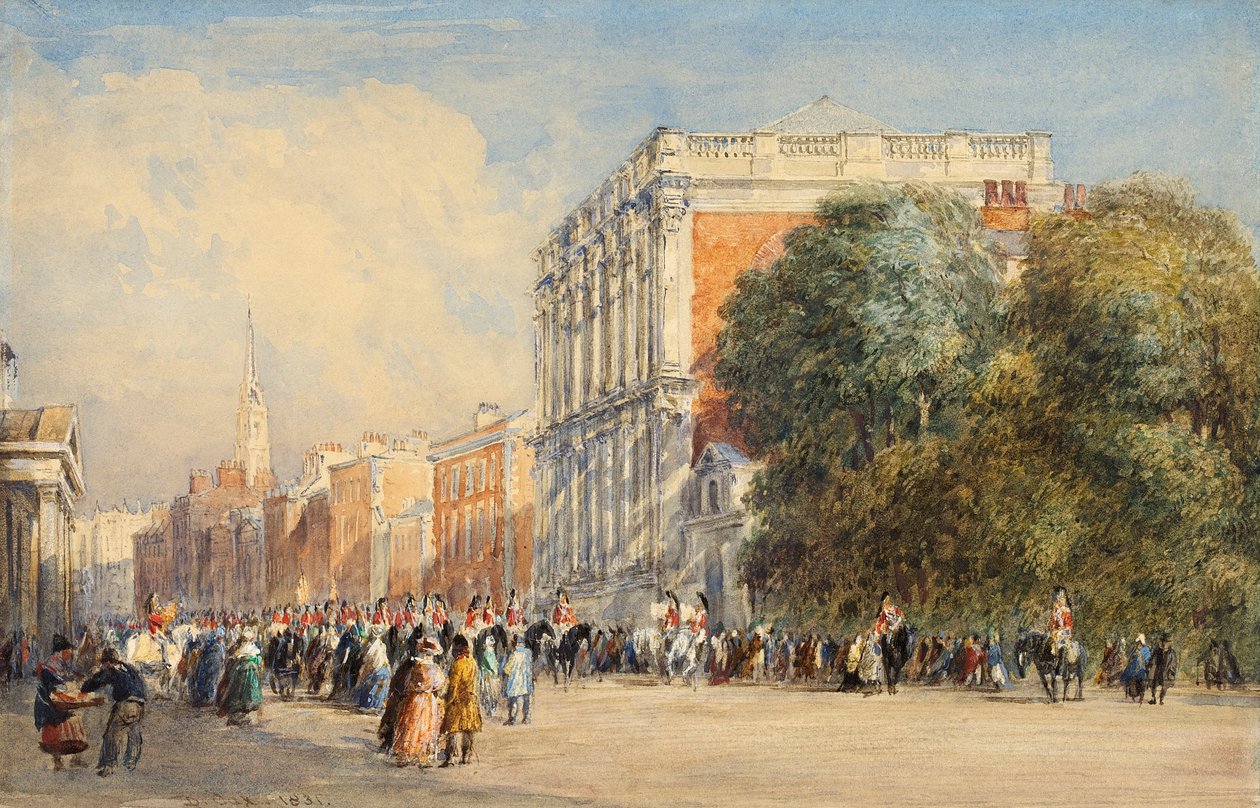 A régi Whitehall az életvédőkkel, 1831 alkotó: David Cox
