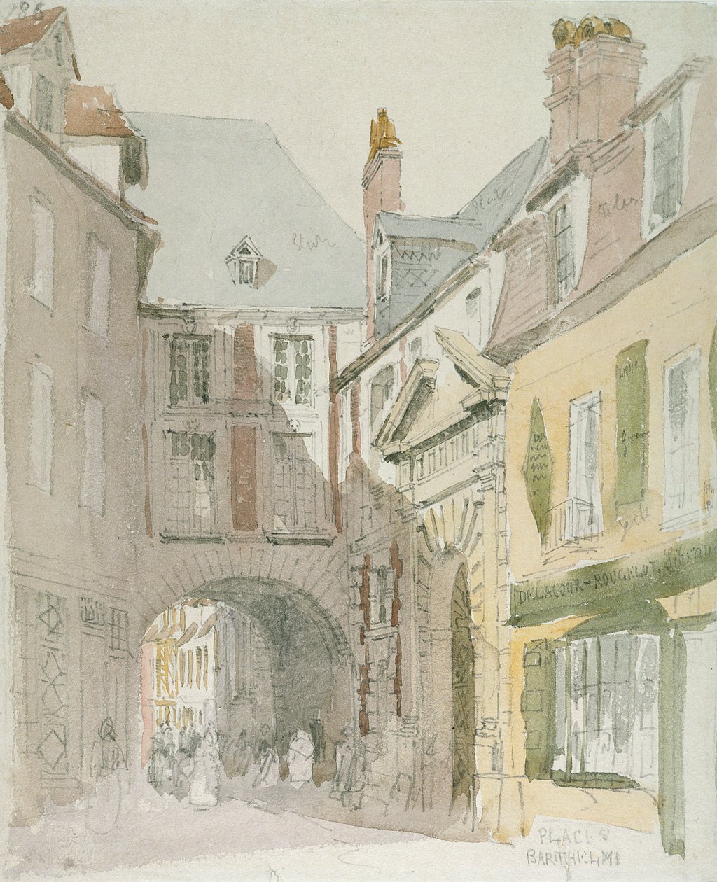 Place Barthelme, Párizs, 1829 körül (wc és szürke mosás ceruzával papíron) alkotó: David Cox