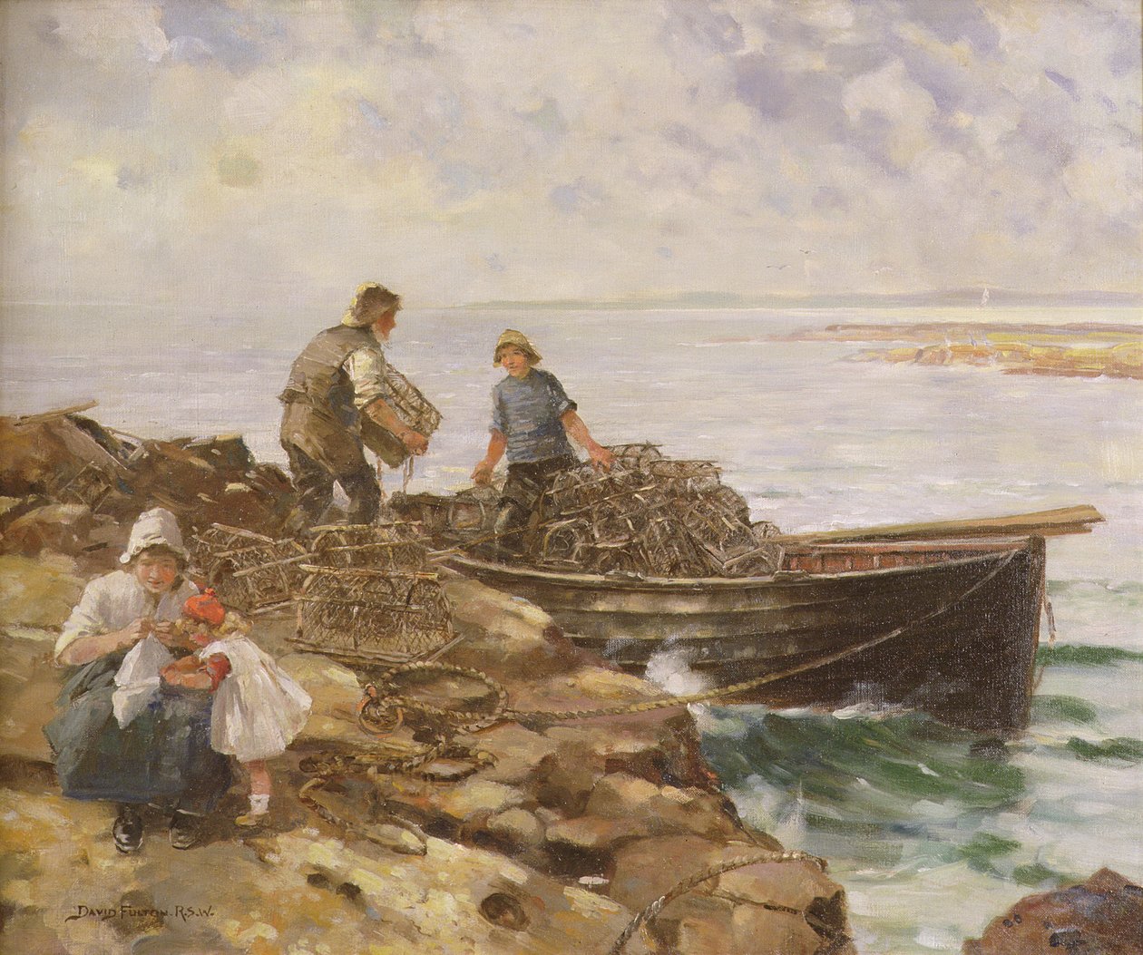 Lobster Pots betöltése, 1900 körül alkotó: David Fulton