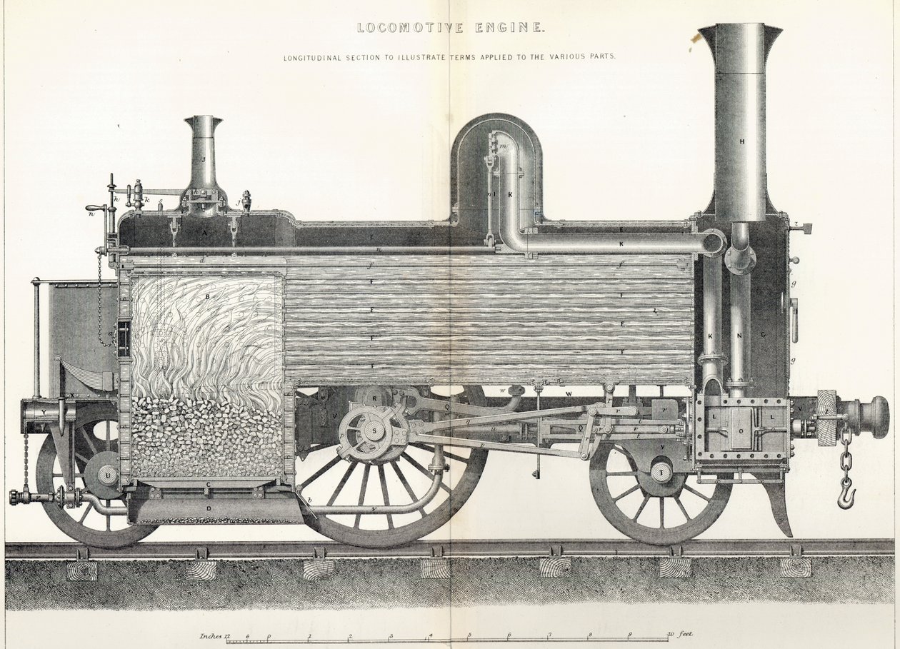 Mozdonymotor, metszett J.W. Lowry alkotó: David Kirkaldy