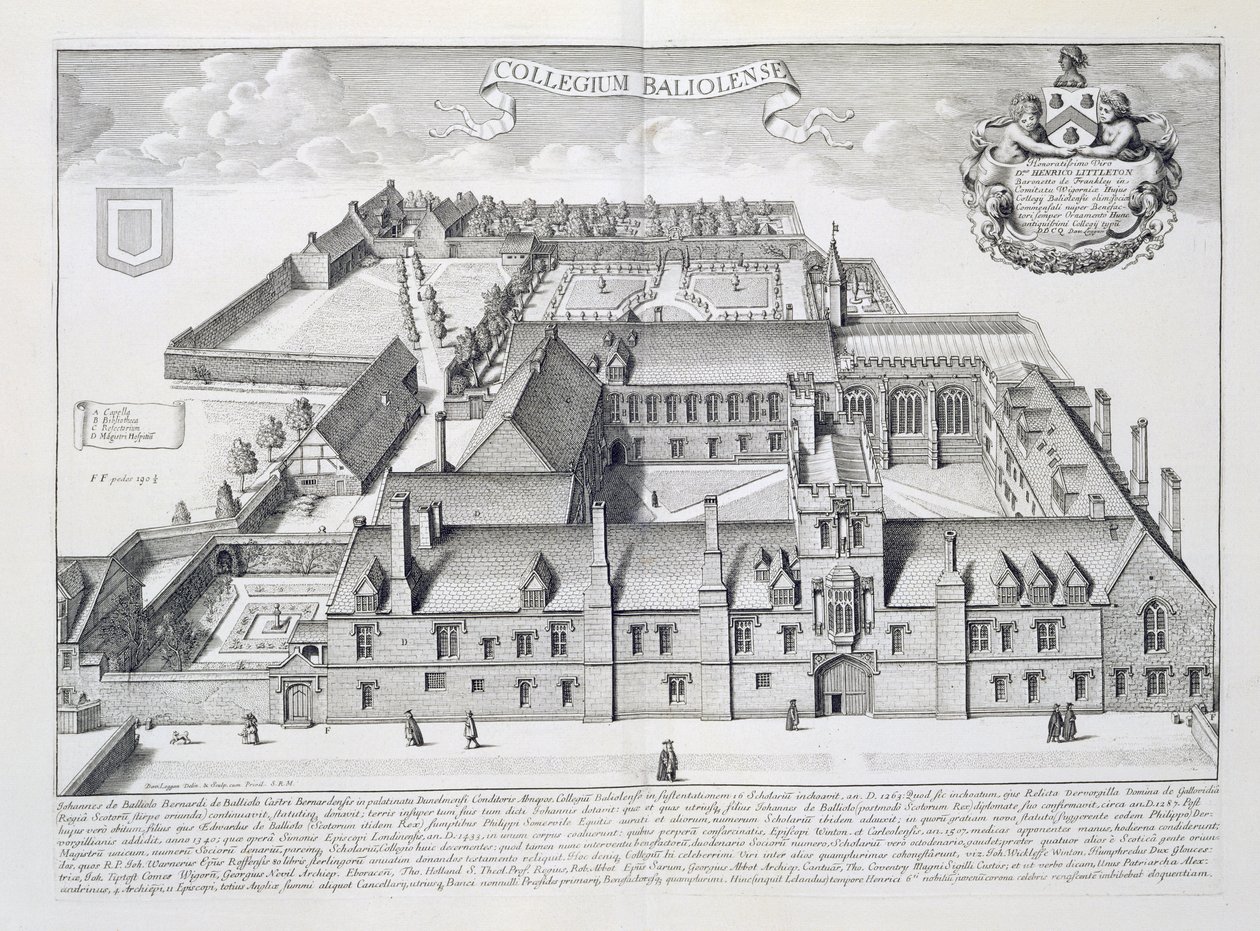 Balliol College, Oxford, az „Oxonia Illustrata”, 1675-ben megjelent alkotó: David Loggan