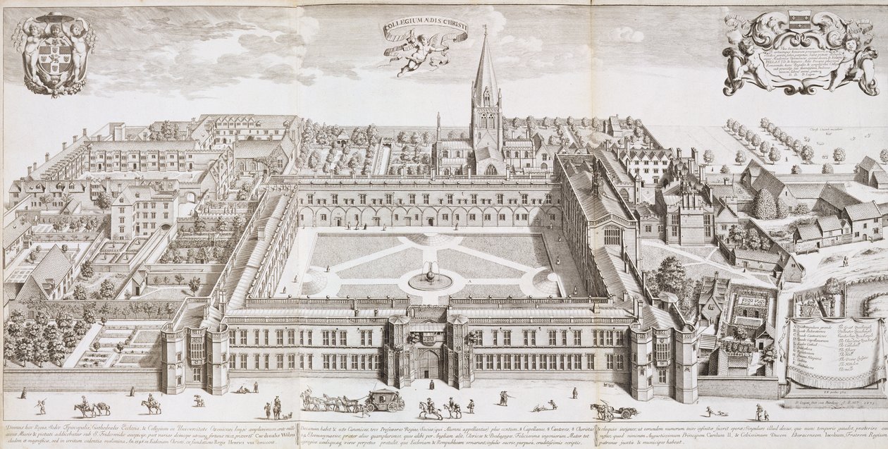 Christ Church College, Oxford, az 1675-ben kiadott "Oxonia Illustrated"-ből. alkotó: David Loggan