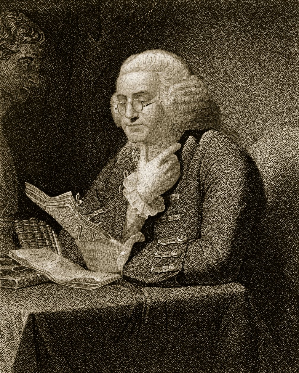 Benjamin Franklin portréja, Thomas B. Welch (1814-74) metszete alkotó: David Martin