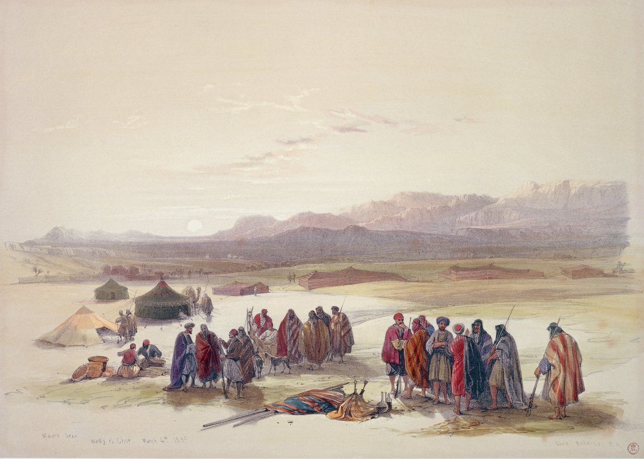 Az Alloeen táborozása Wady Arabában (kézzel színezett litho) alkotó: David Roberts