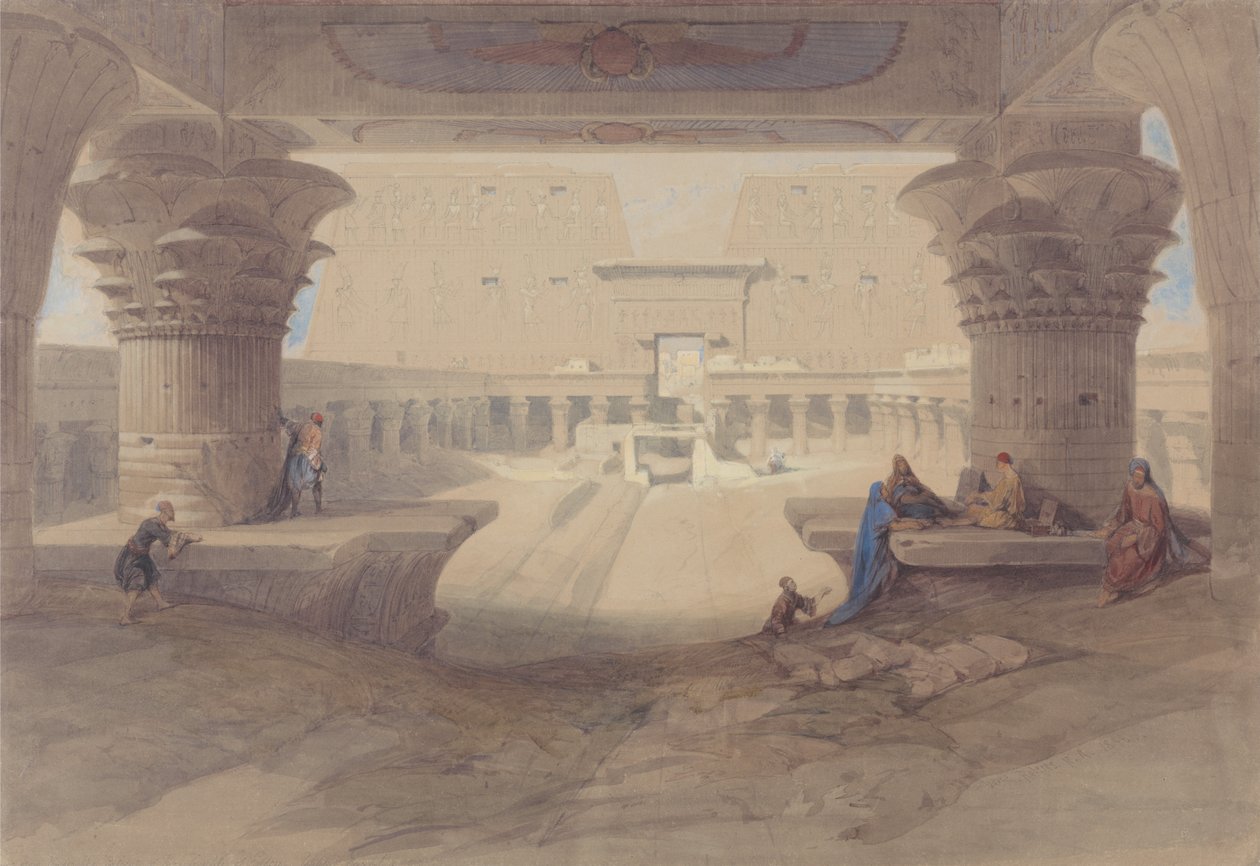 A felső -egyiptomi Edfu templom portikója alól alkotó: David Roberts