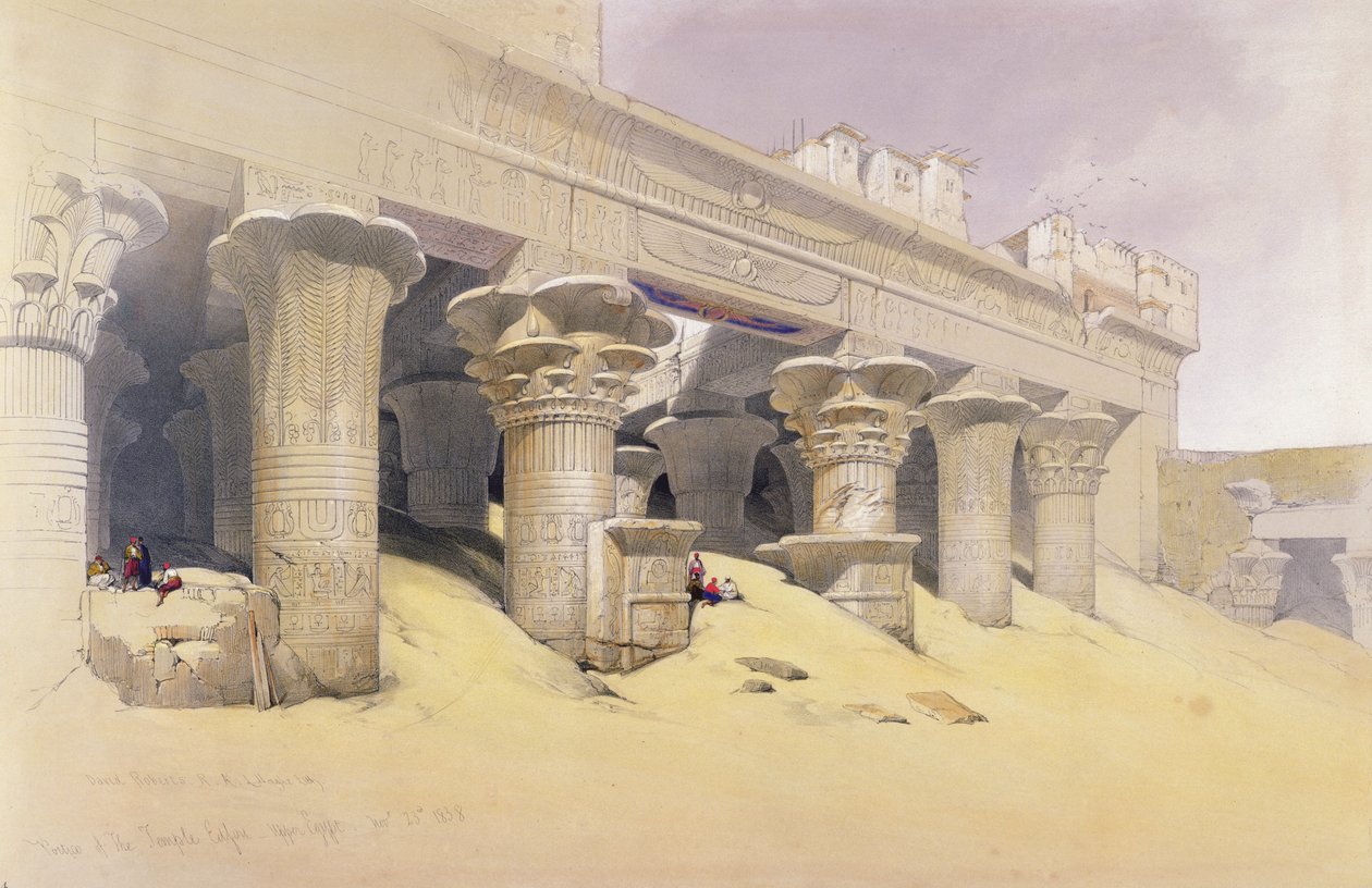 Edfu templomának portikusa, Felső-Egyiptom, Egyiptomból és Núbiából, 1. kötet alkotó: David Roberts