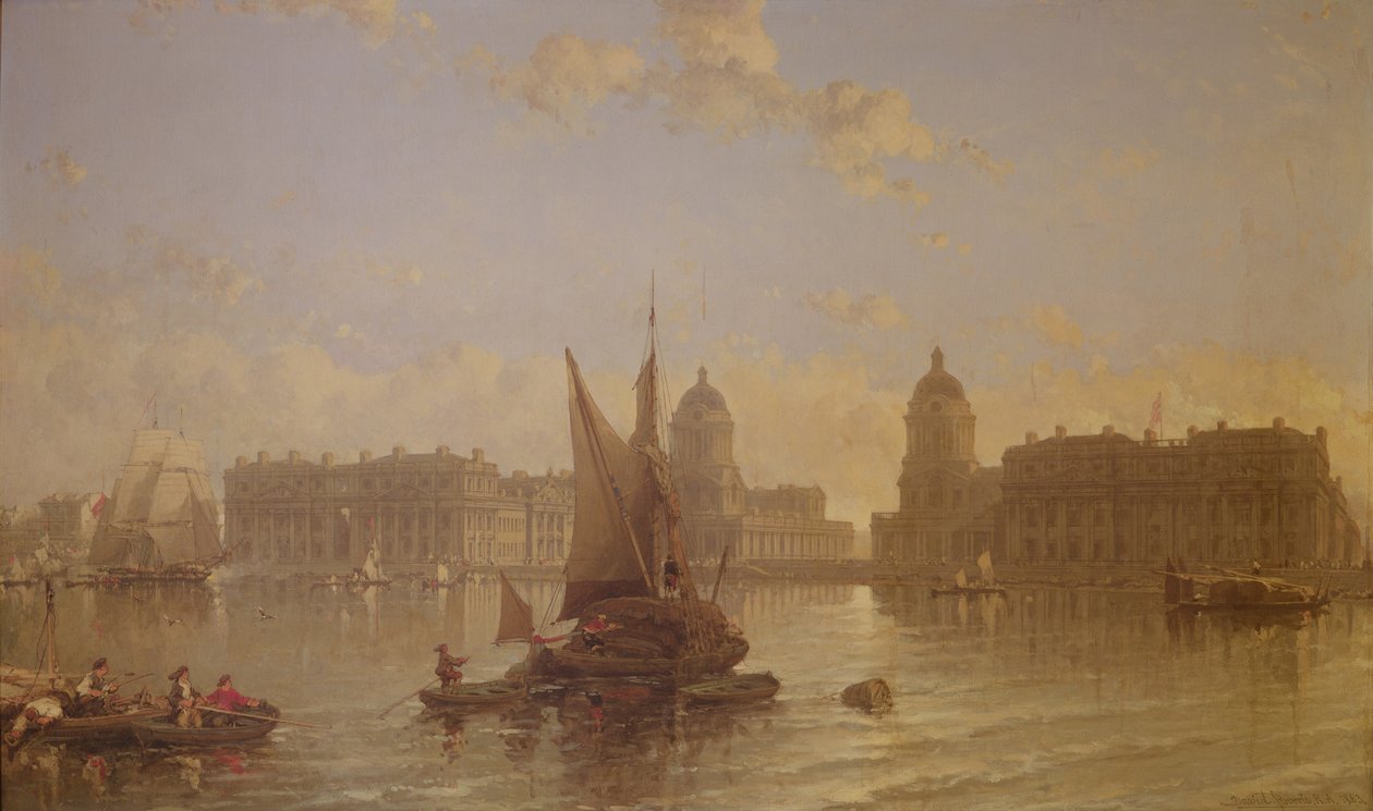 Szállítás a Temzén Greenwichben alkotó: David Roberts