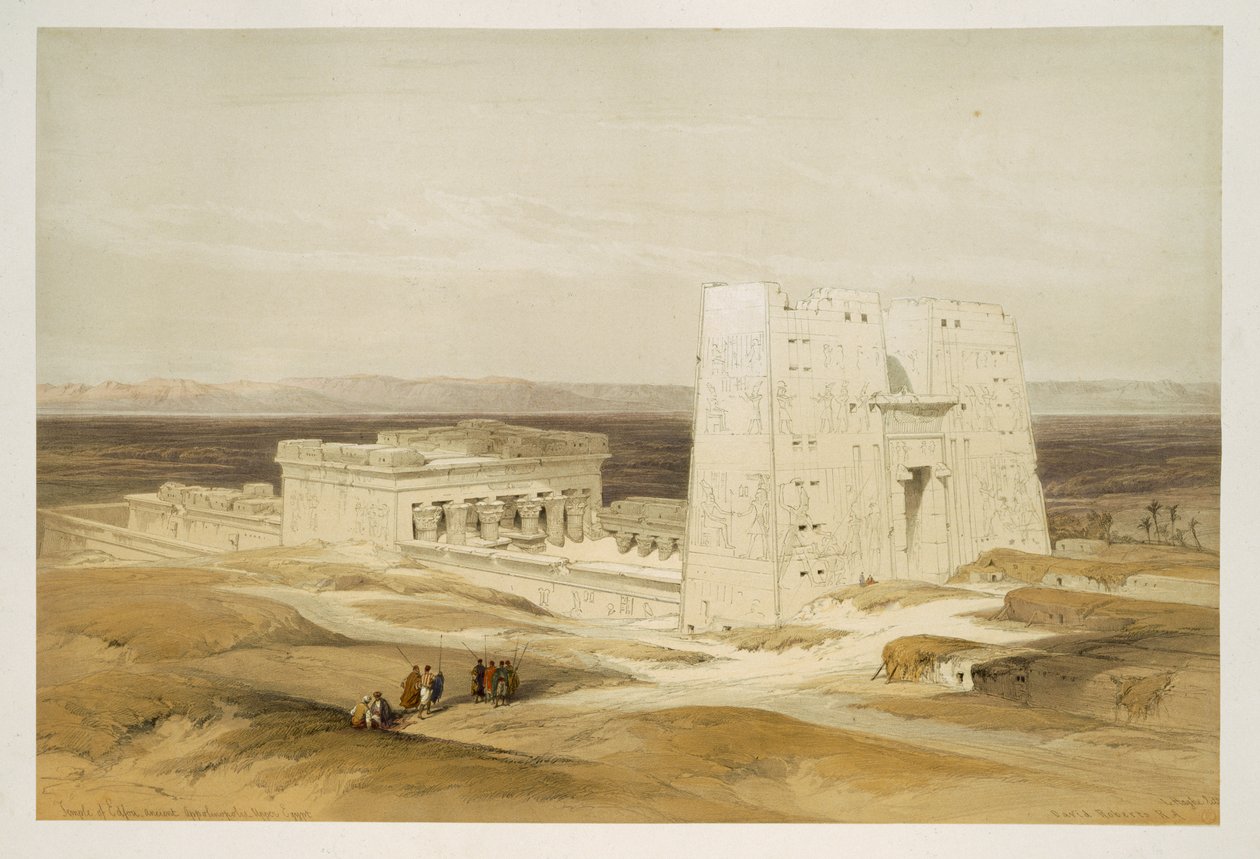 Edfu temploma, ókori Apollinopolis, Felső-Egyiptom, Egyiptom és Núbia, 1. kötet alkotó: David Roberts