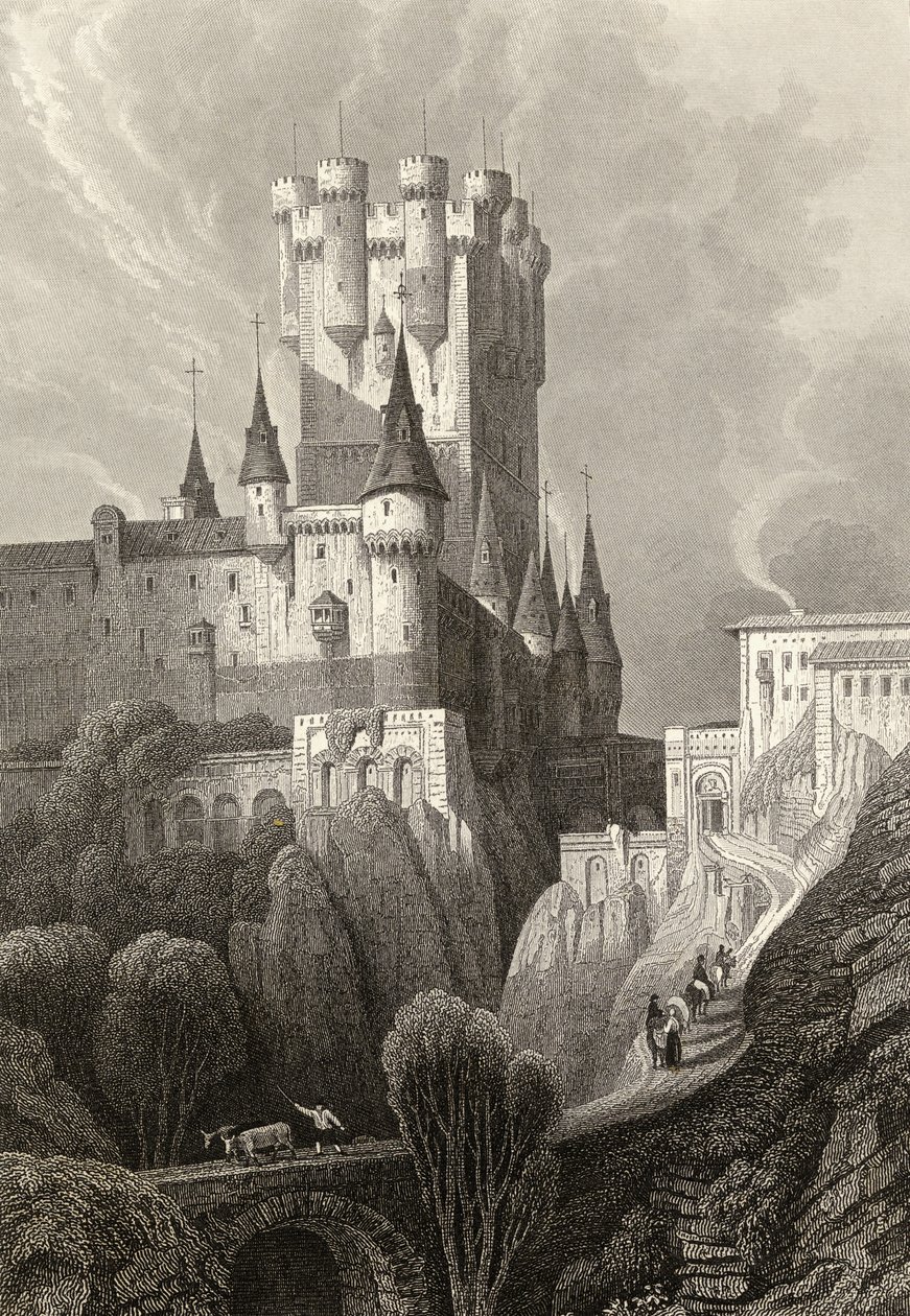 Az Alcazar az 1862-es tűzvész előtt, Segovia alkotó: David Roberts