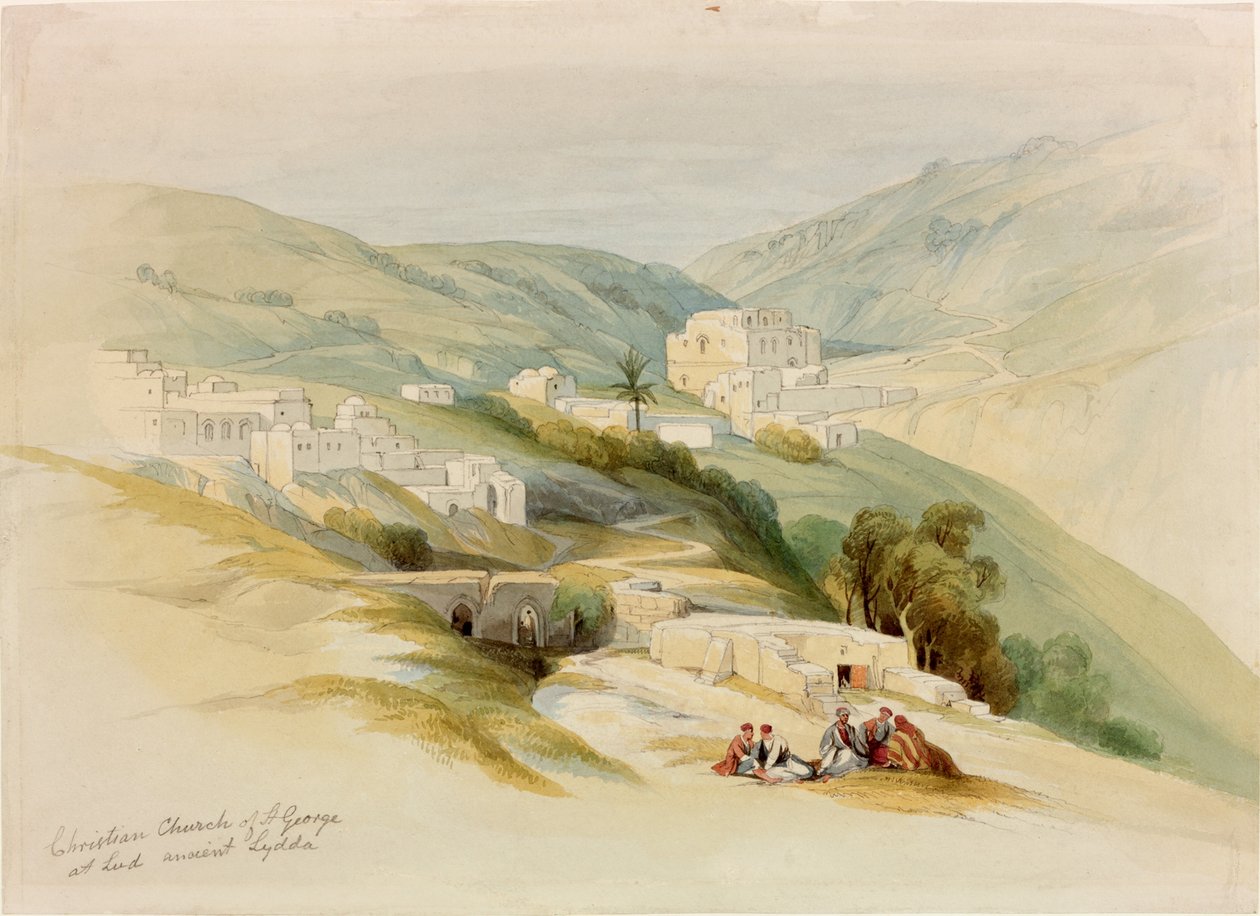 Szent György-templom, Ludd, Palesztina (Az ókori Lydda) (ceruza és WC papíron) alkotó: David Roberts