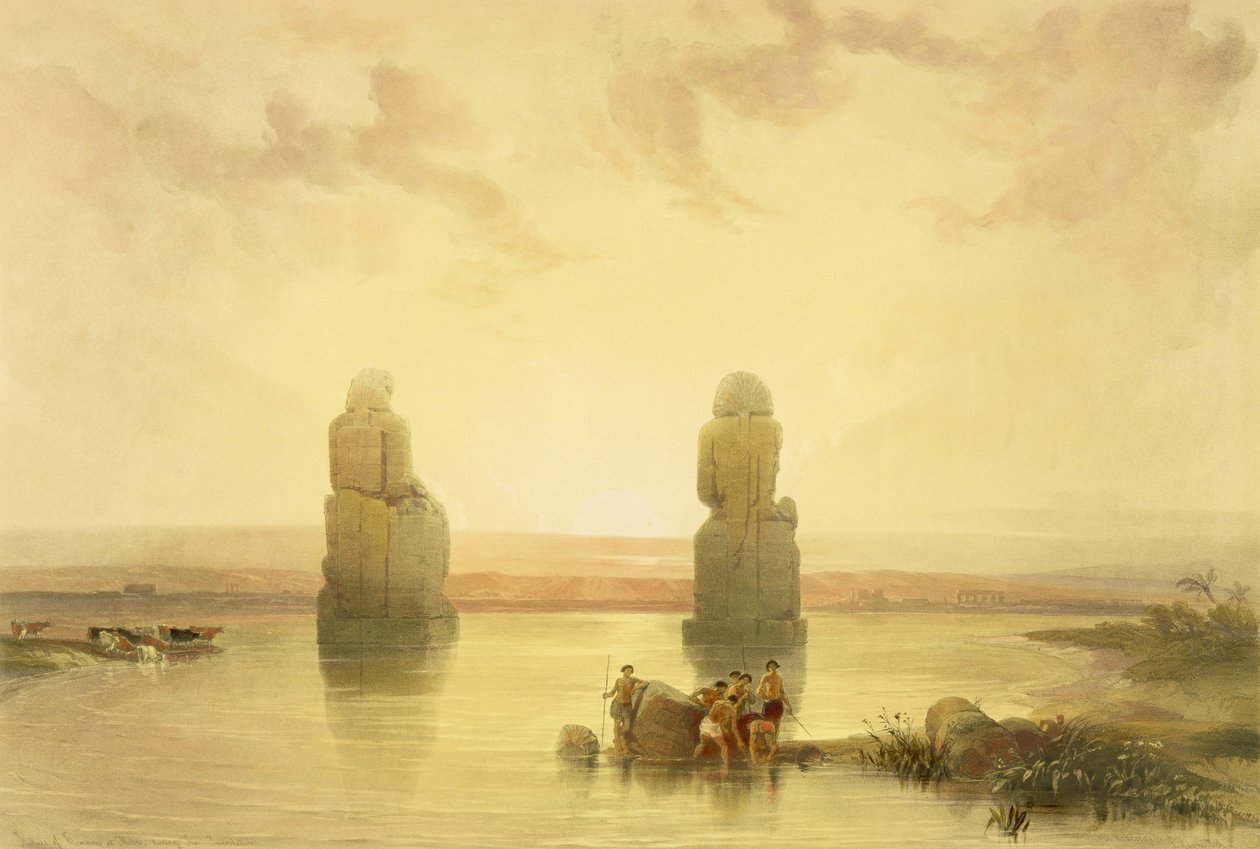 A Memnon-kolosszusok Thébában, az elárasztás idején, Egyiptomból és Núbiából, 1. kötet alkotó: David Roberts