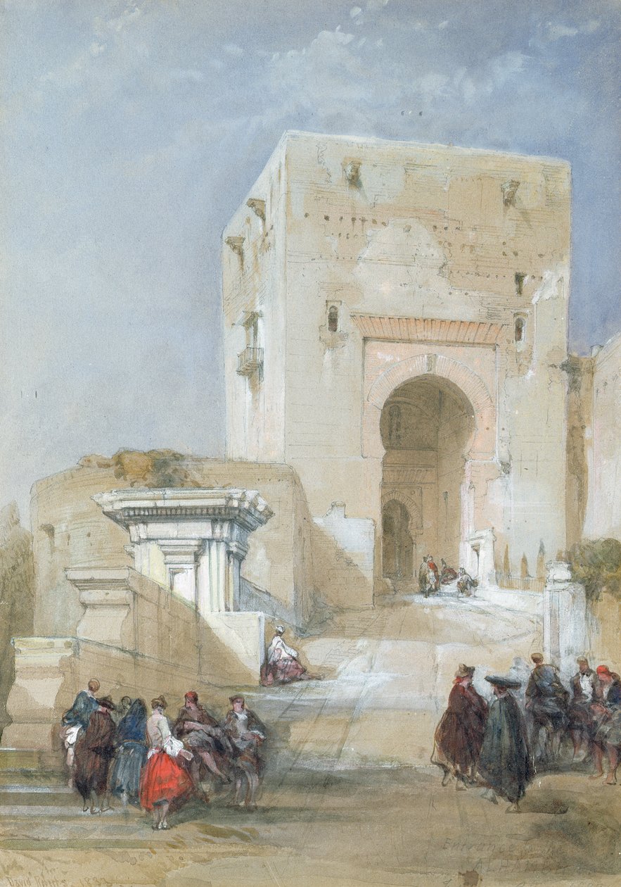 Az igazság kapuja, az Alhambra bejárata, 1833 (ceruza, gouache és wc) alkotó: David Roberts