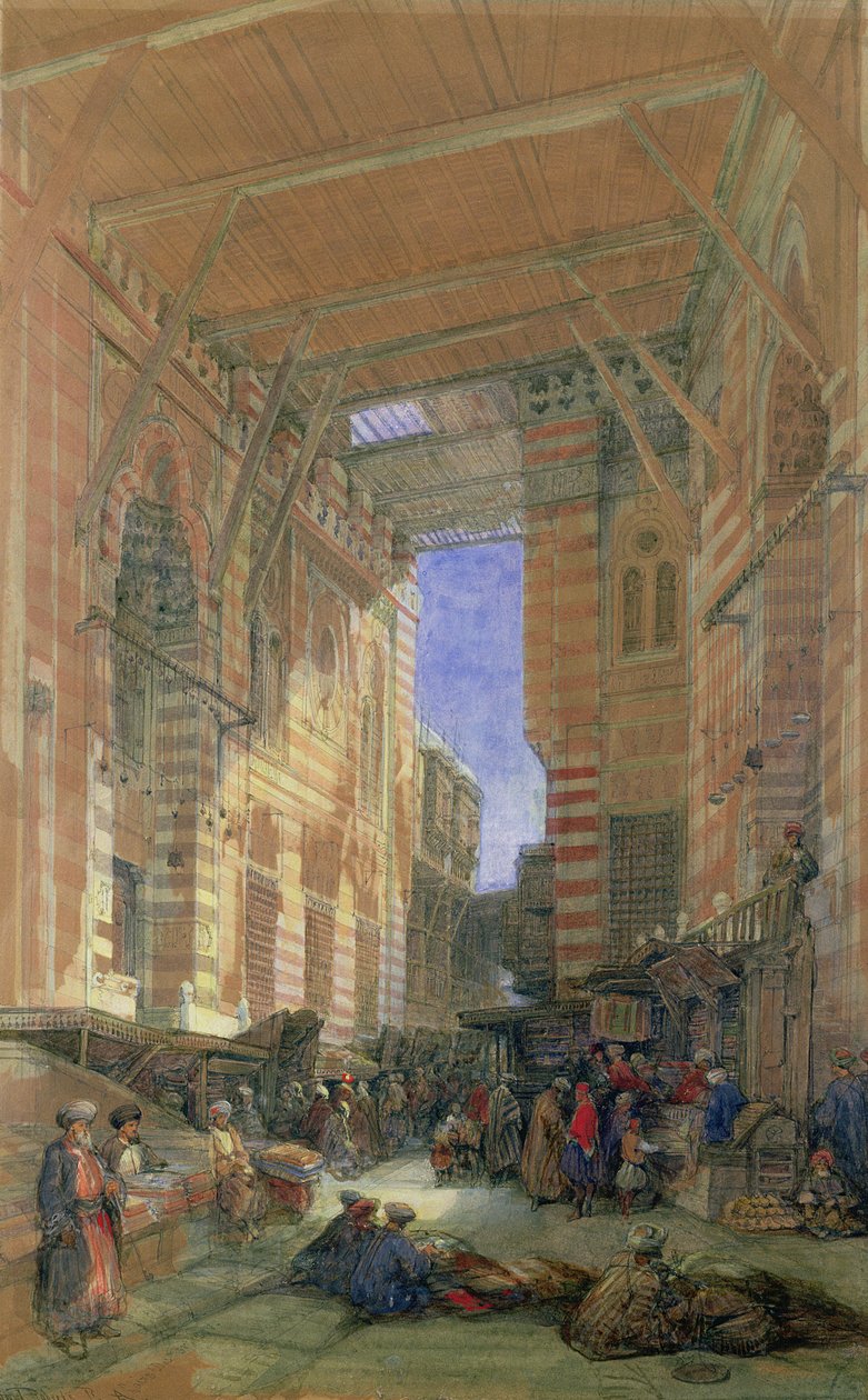 A Kairói El-Ghooreeyeh Silk Mercer bazárja alkotó: David Roberts